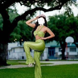 Windsor Vibrant Green Flare Jumpsuit